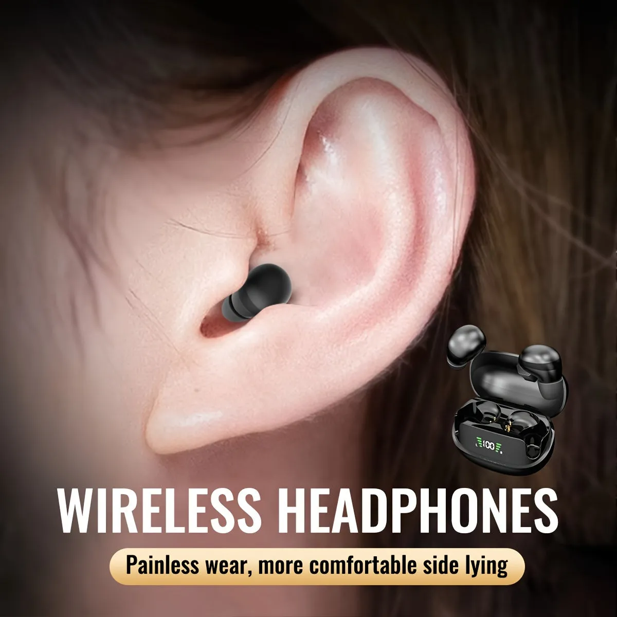 Ultra-small Wireless Headphones, Peanut Size Wireless Headphones, High-definition Digital Display With A Microphone, Mini-stealth Wireless Headphones Ultra-long Standby