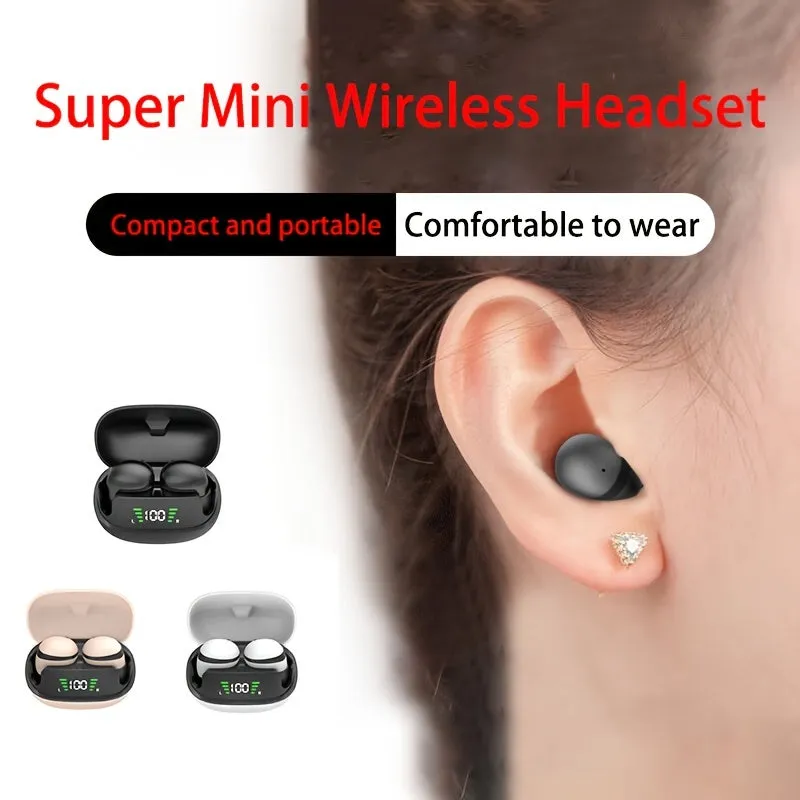 Ultra-small Wireless Headphones, Peanut Size Wireless Headphones, High-definition Digital Display With A Microphone, Mini-stealth Wireless Headphones Ultra-long Standby