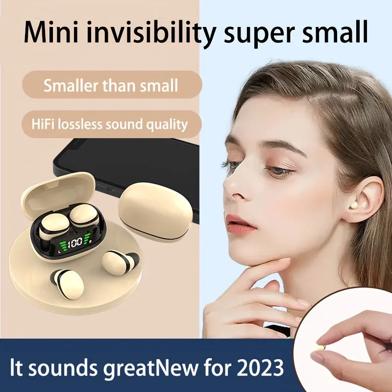 Ultra-small Wireless Headphones, Peanut Size Wireless Headphones, High-definition Digital Display With A Microphone, Mini-stealth Wireless Headphones Ultra-long Standby