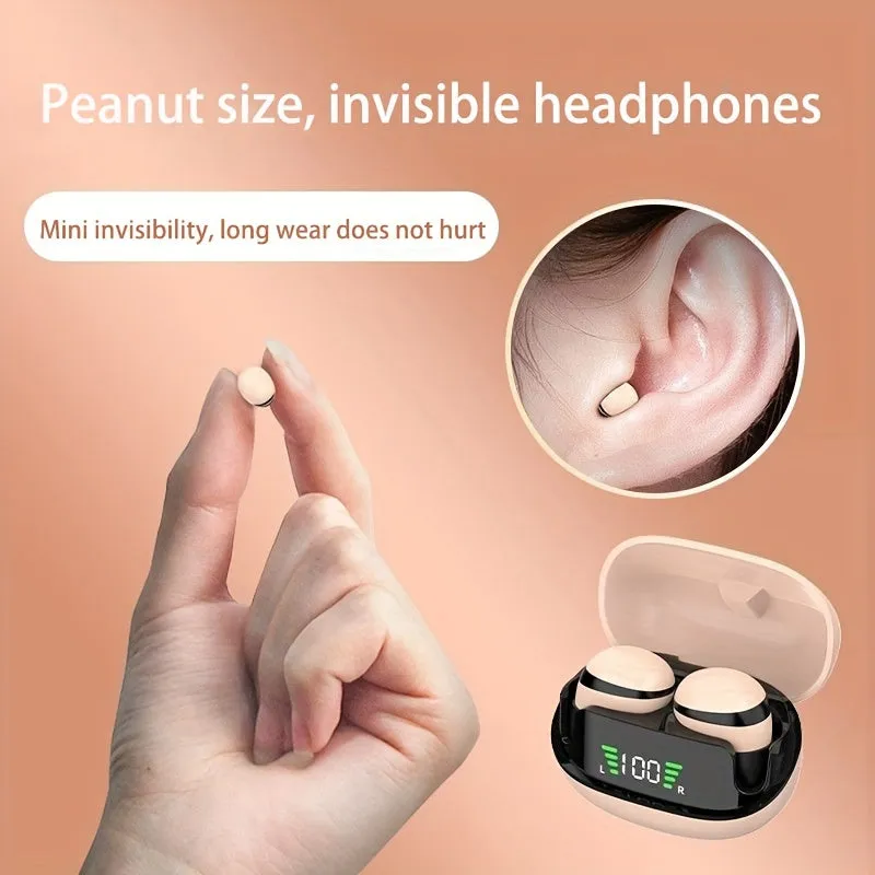 Ultra-small Wireless Headphones, Peanut Size Wireless Headphones, High-definition Digital Display With A Microphone, Mini-stealth Wireless Headphones Ultra-long Standby