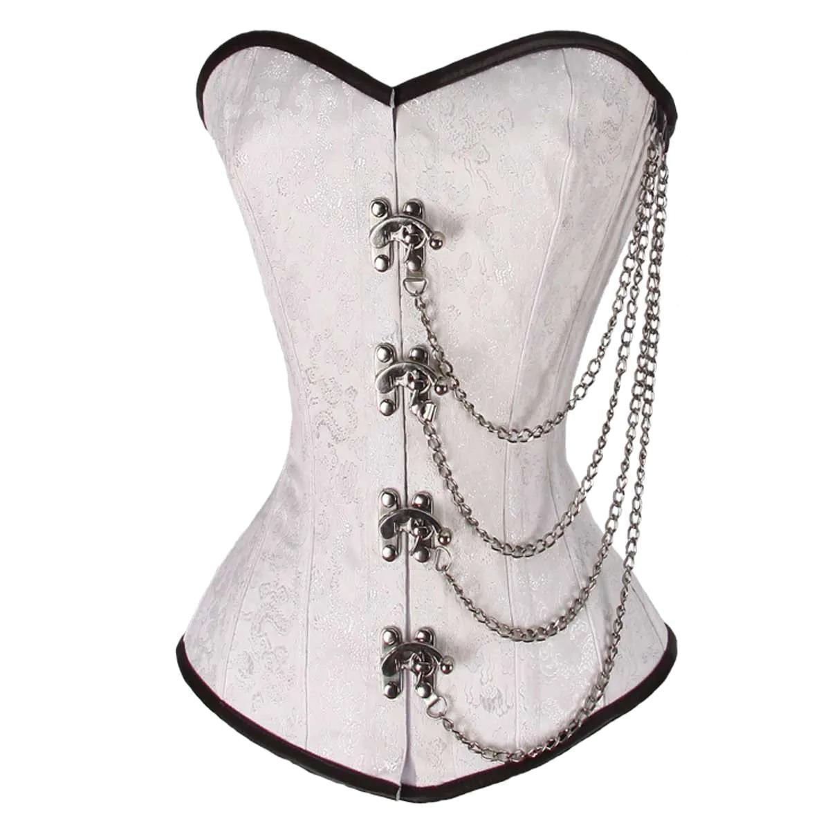 VC1401 Ladies Brocade Corset White with Chains