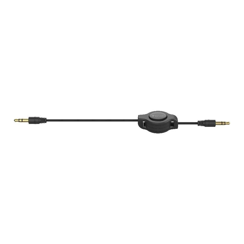 Verbatim Essentials Retractable Audio Cable 3.5mm Aux 75cm - Black