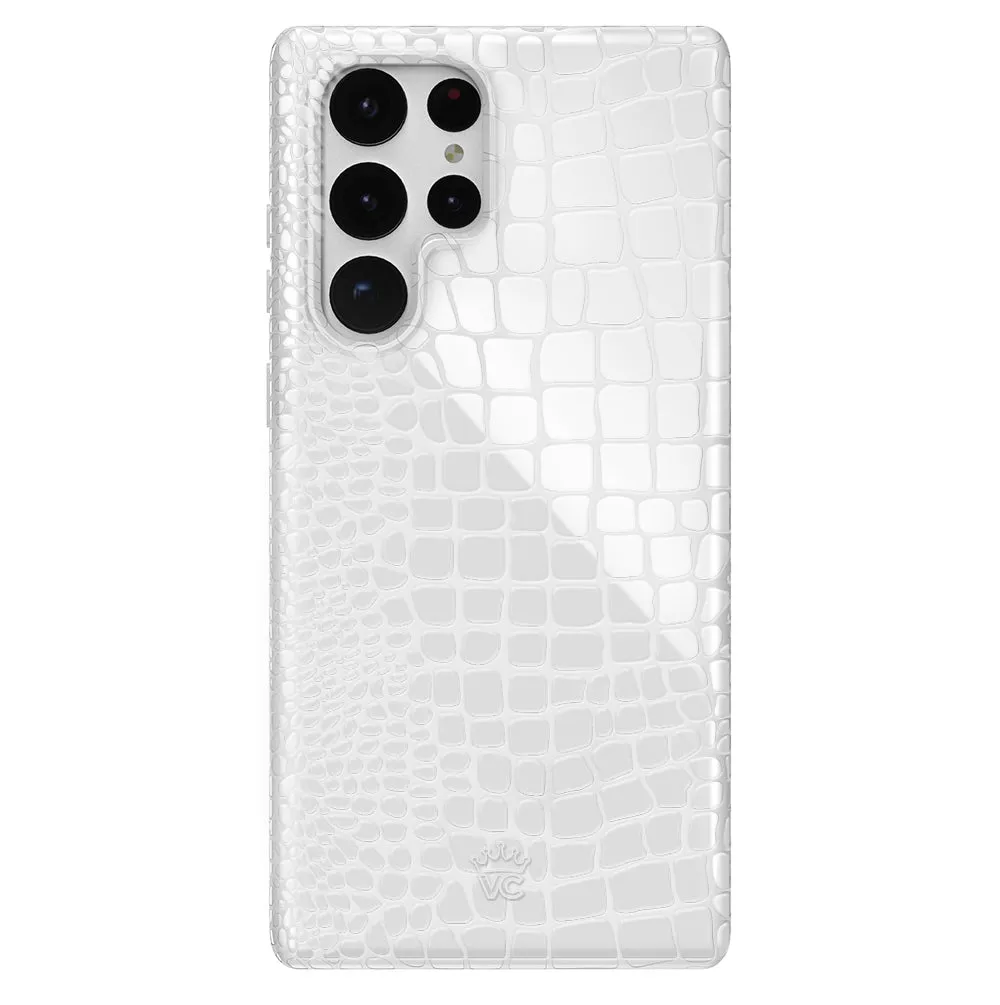 White Croc Samsung Case