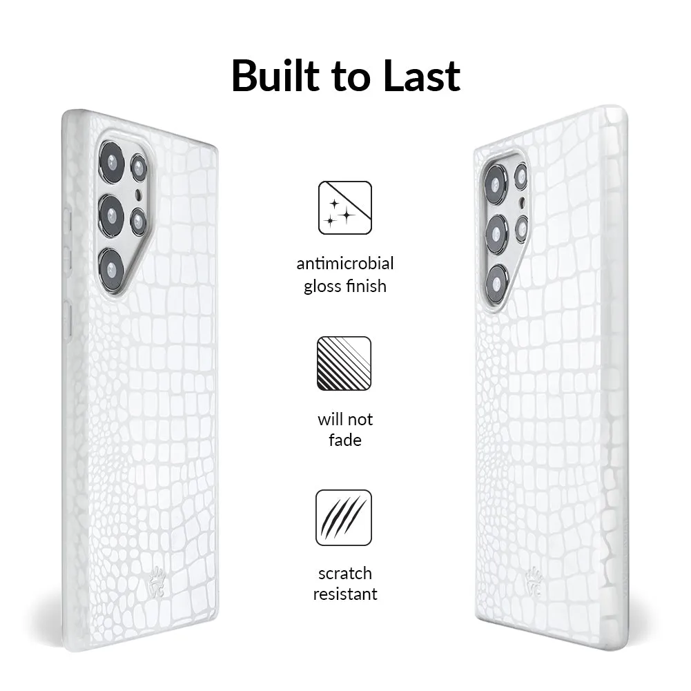 White Croc Samsung Case