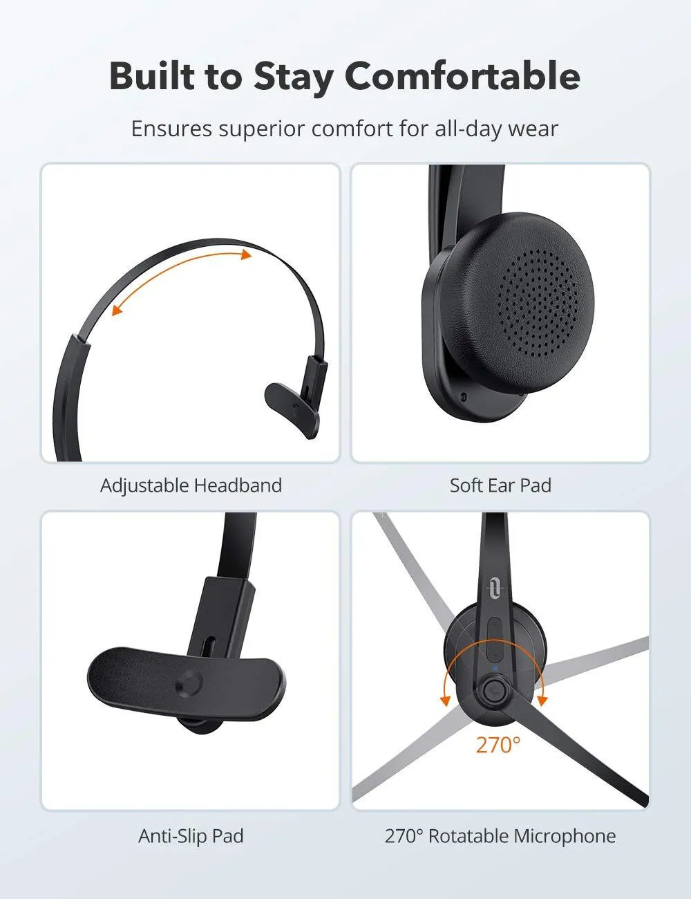 Wireless Headset with Microphone, Mute Button, Noise Cancelling Mic ( With USB Adapter )