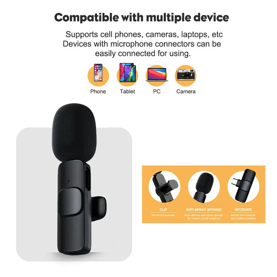 Wireless Lavalier Microphone for iPhone, Android, Best Lapel Microphone for Creators