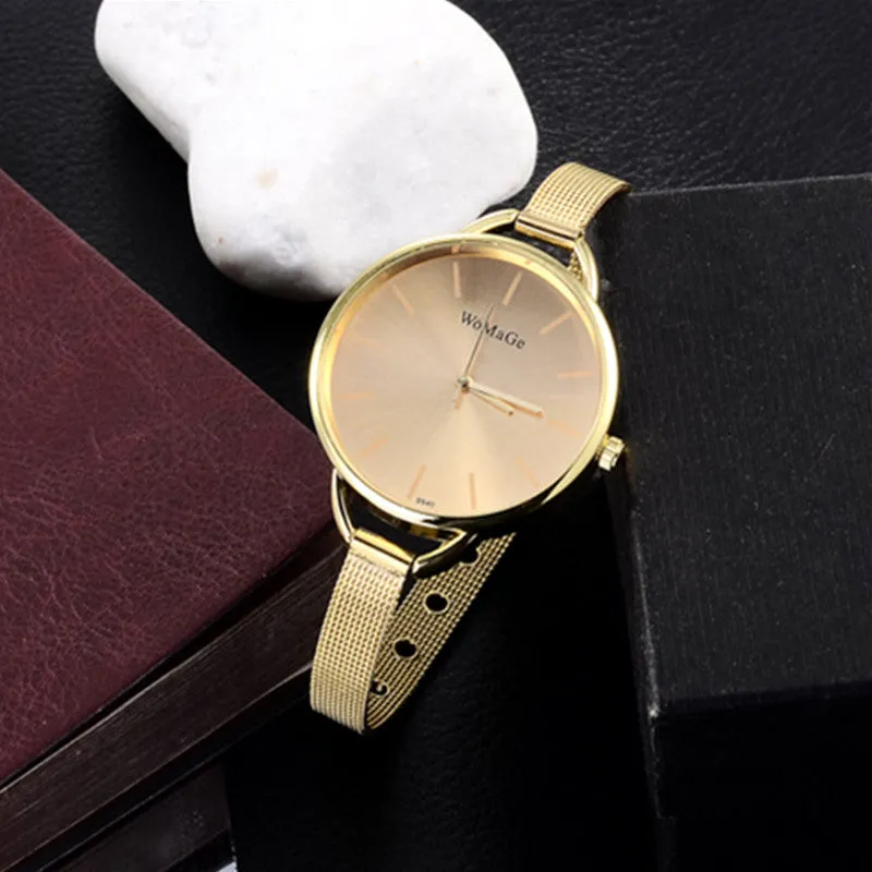 womage brand gold watch women watches stainless steel women's watches fashion ladies watch clock bayan kol saati reloj mujer