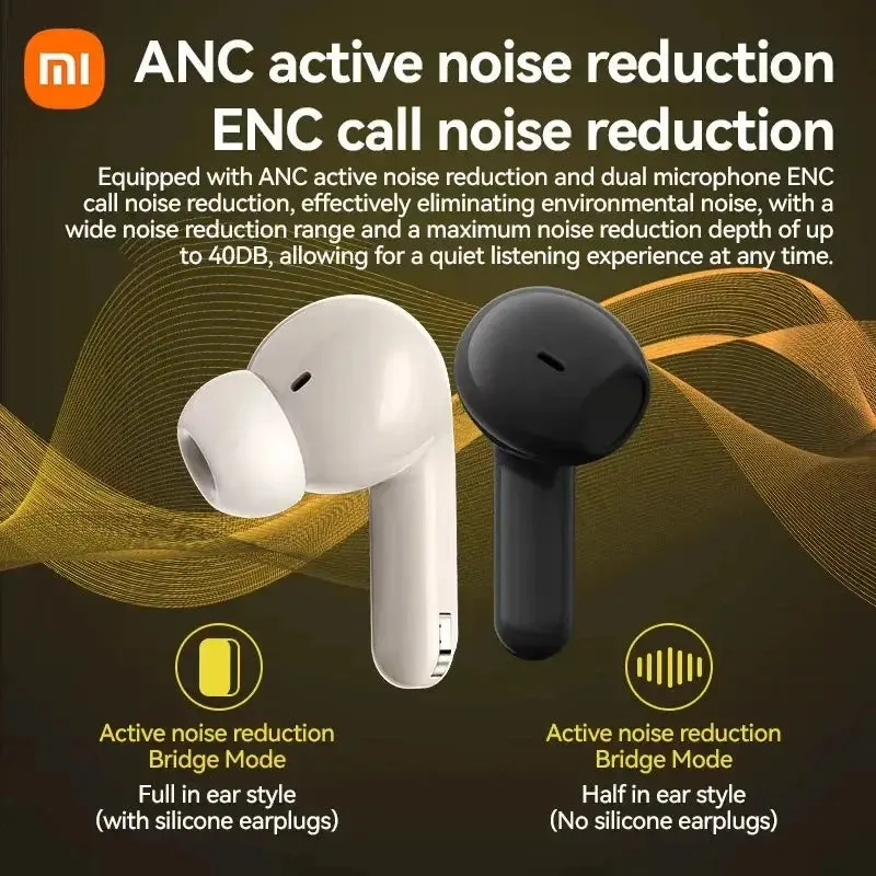 Xiaomi New Two Pairs Of Headphones Per Box Multi PurposeTouch Screen Display ANC ENC H12 Wireless Earbuds Bluetooth5.4 Earphones