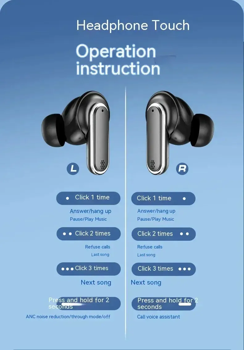 Xiaomi TOUR PRO 2 ANC Wireless Headphones TWS Waterproof Headphones Noise Canceling LED Touch Screen Bluetooth Headphones