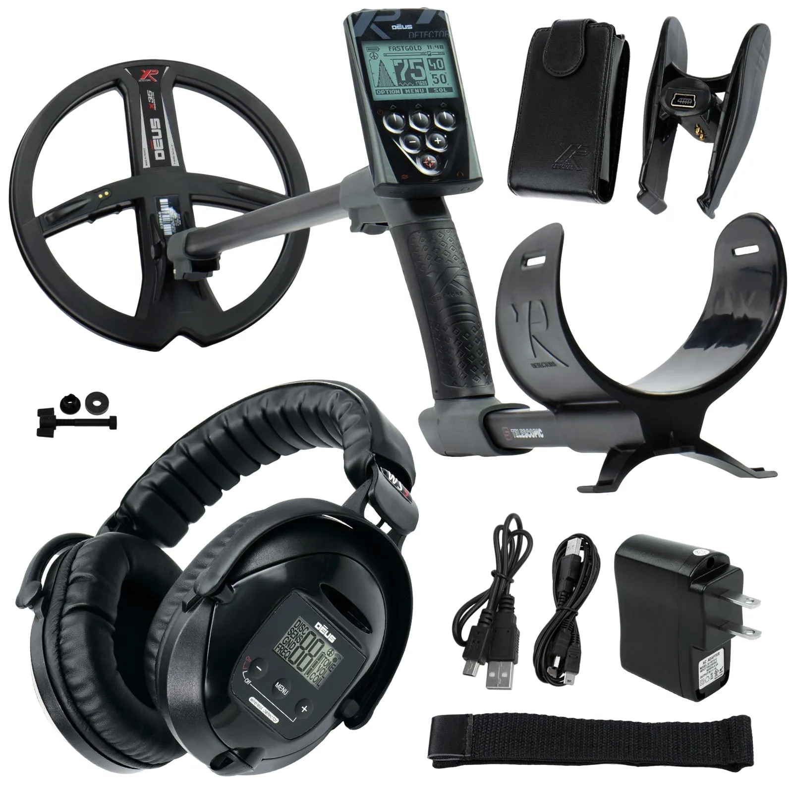 XP Deus Metal Detector with Full Sized WS5 Headphones, Remote and 9” X35 Search Coil Pro Bundle