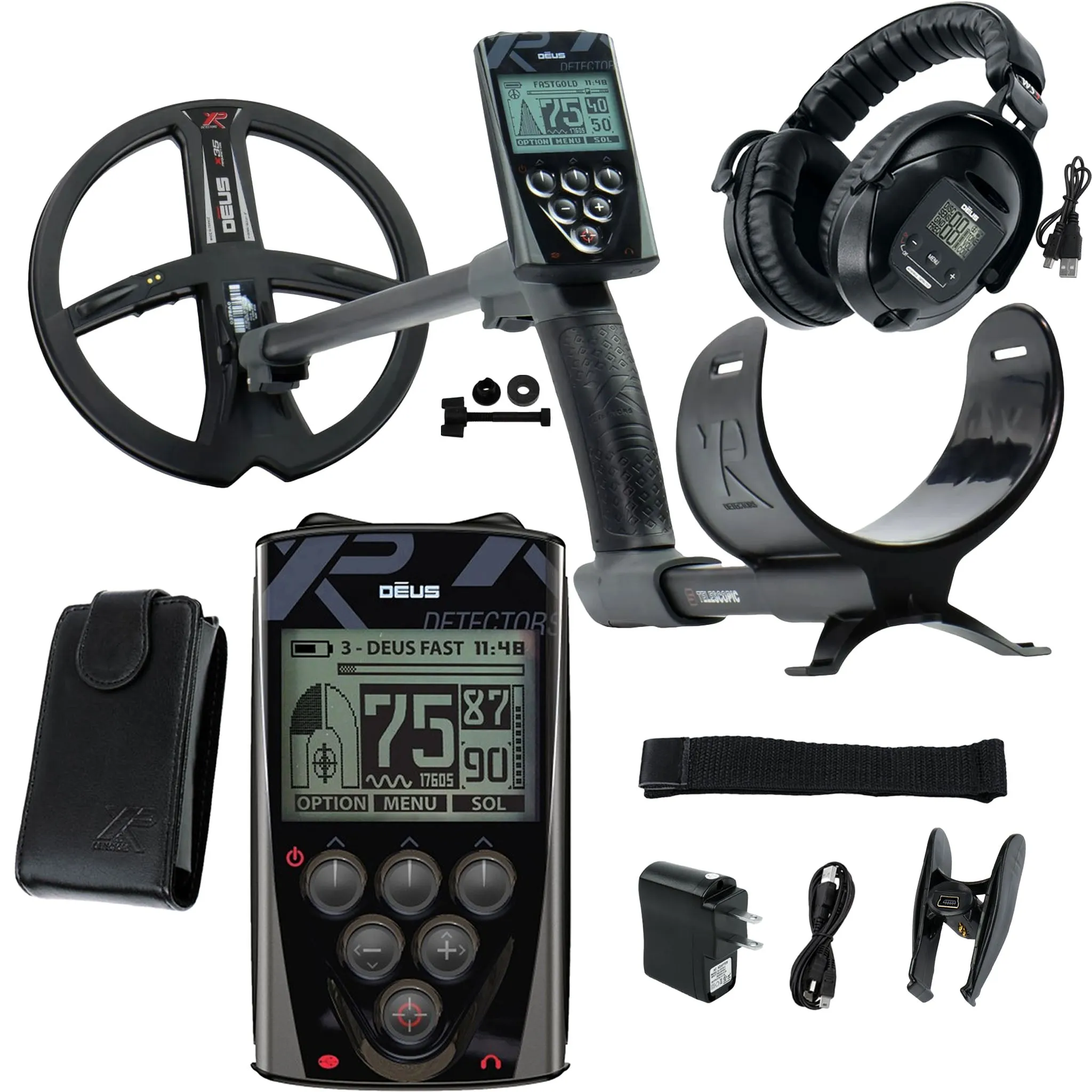 XP Deus Metal Detector with Full Sized WS5 Headphones, Remote and 9” X35 Search Coil