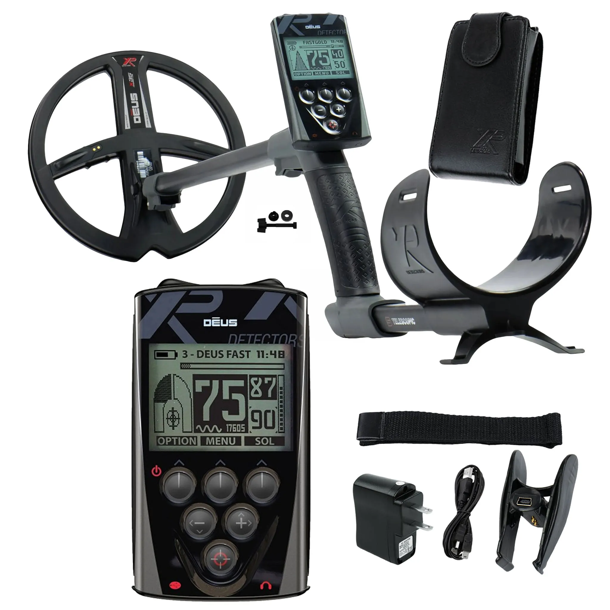 XP Deus Metal Detector with Remote and 9” X35 Search Coil, WSAUDIO Headphones, and MI-6 Pinpointer